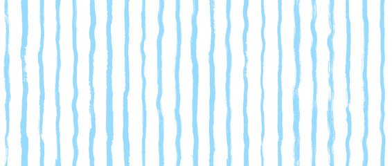 Bright blue seamless stripes background. Abstract watercolor strokes repeating pattern. Summer pastel straight vertical lines for fabric, wrapping paper, textile, banner, poster. Vector wallpaper