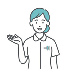 案内する女性看護師のイラスト（手のひら・紹介）