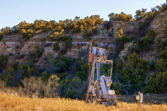 Oil jack pump in a west texas canyon ranch land