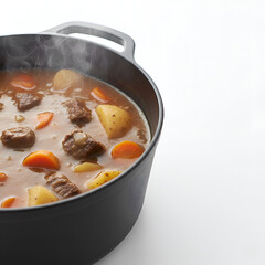 Realistic close-up of scouse stew inside a cooking pot