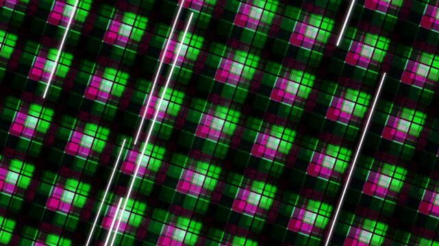 Vibrant Plaid Pattern with Neon Lights.