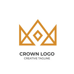 Fototapeta premium Minimal Crown Logo with Inner Diamond Line Design Flat Vector