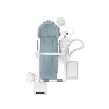 Modern dental chair with advanced equipment for patient comfort and precise treatment