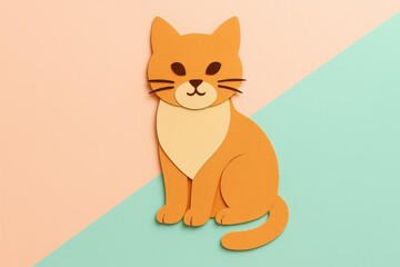 Obraz premium Cute paper cut cat illustration pastel style