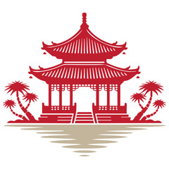 Red Chinese Pagoda Icon