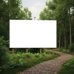 Fototapeta premium Blank Billboard in Forest Setting.