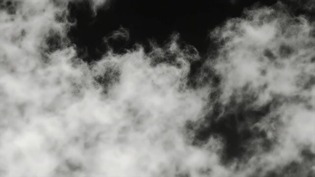 Abstract image of fluffy white clouds filling the bottom and left with a dark sky