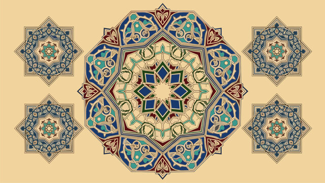 Intricate Islamic Geometric Patterns - Decorative Background Design Elements