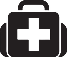 Obraz premium Minimalist medical kit icon with cross symbol isolated on white background