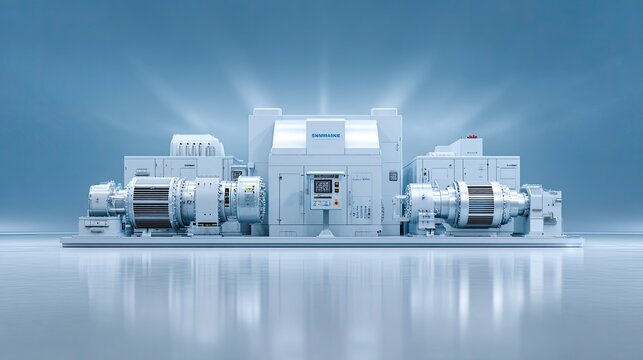 Advanced Industrial Equipment with Electric Motors and Control Panel for Power Generation and Machinery Applications in a Modern Setting
