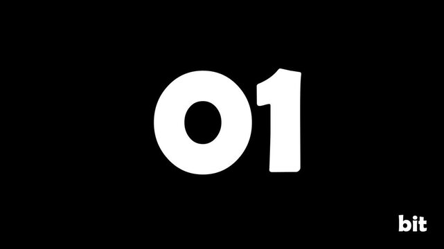 The word "bit" hangs below. In the center of the image, the number "01" changes to "11," simulating the switching of a bit value in an electronic circuit.