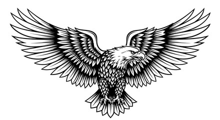 Fototapeta premium Majestic eagle in flight with detailed feathers and extended talons