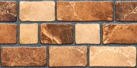 Red brick textured ceramic wall tiles for modern architectural interiors