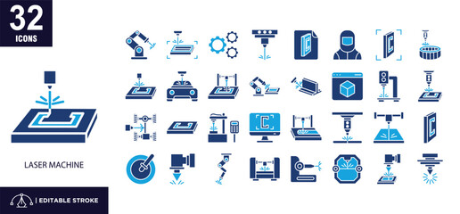 Laser Machine Mixed Color Icon Set © okta
