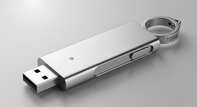 A sleek and modern usb flash drive with a keychain attachment for easy portability
