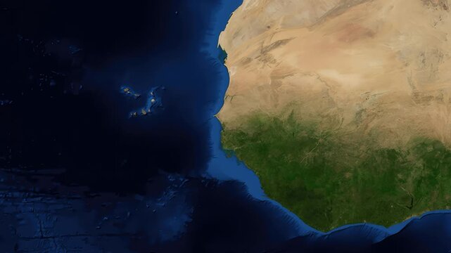 Satellite Map Zoom Animation From World View To Dakar Senegal