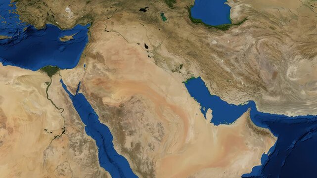 Satellite Zoom Animation From World Map To Basra Iraq Location