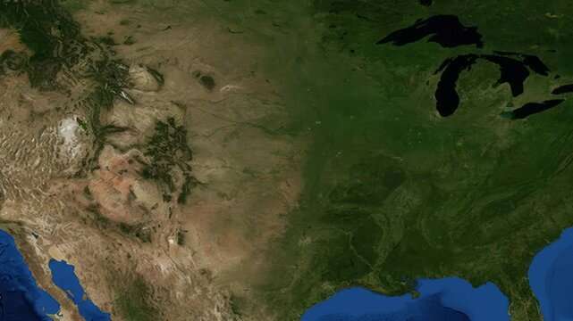 Satellite Map Zoom Animation From World View to Cheyenne Wyoming USA