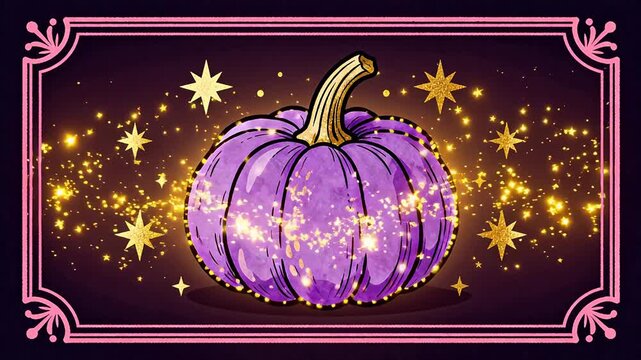 Purple pumpkin with golden stars