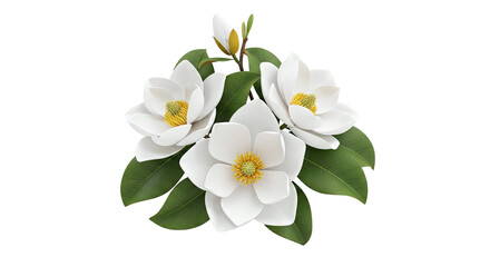 Obraz premium White Magnolias with Green Leaves