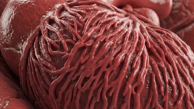 Close-up Microscopic View of Blood Vessels and Capillaries.