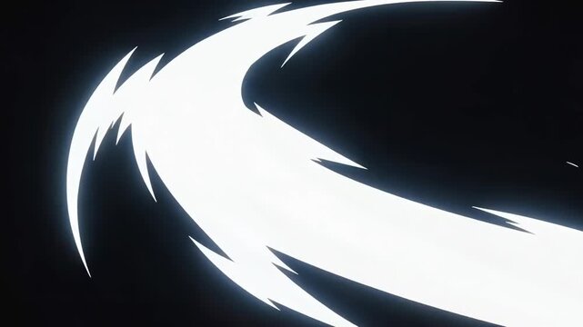 Dynamic Anime Style White Energy Sword Slash VFX on Black Background