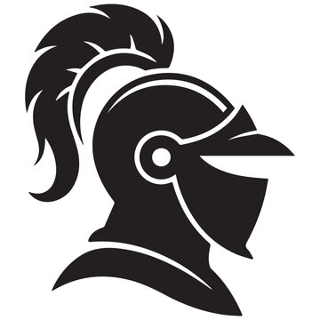 Medieval knight helmet silhouette profile view