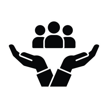 Inclusion social equity icon. Simple glyph style. Help, support, gender equality, community care, age and culture diversity. People group save solid, silhouette vector illustration. EPS 10.