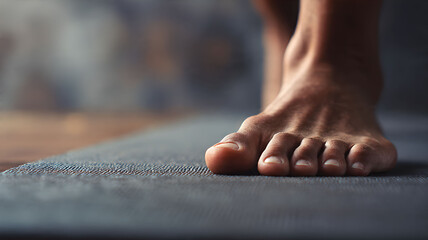 Barefoot on Yoga Mat Close-up
