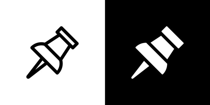 Push Pin icon concept with flat Black White Background. Vector illustration.