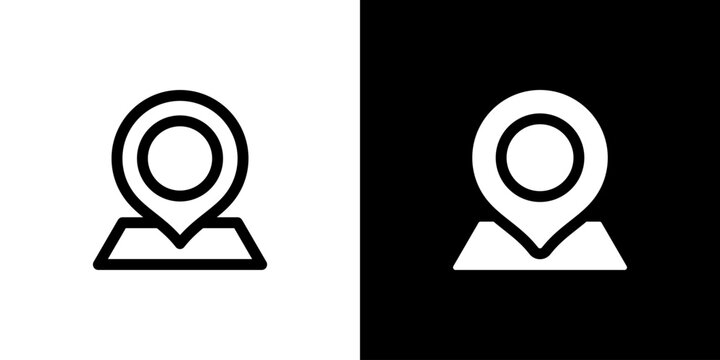 Map Location icon concept with flat Black White Background. Vector illustration.