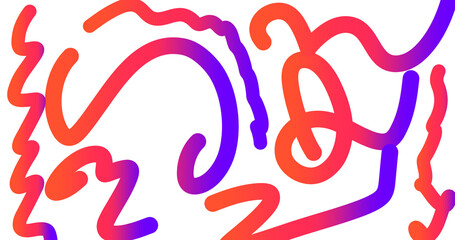 Obraz premium Neon Gradient Scribble Lines Background - Abstract Hand Drawn Style