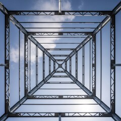Metal Scaffold Tower Structure Perspective.