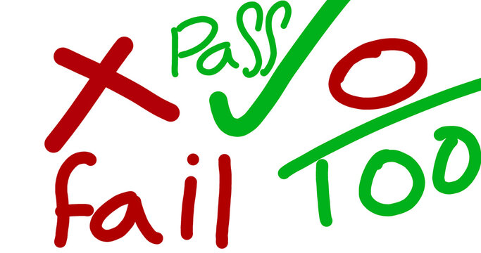 Pass Fail Test Result Concept Illustration on white Background