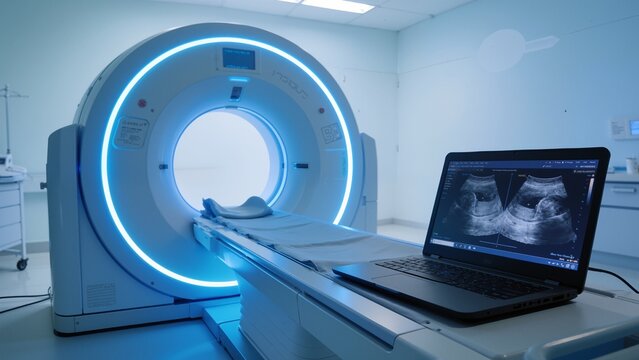 Medical imaging machine with laptop display