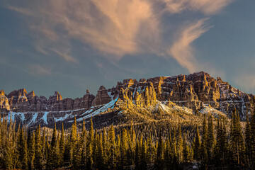 Sunset on the mountain peaks
