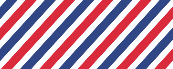 Obraz premium Barber shop concept pattern. Vector red, white and blue diagonal lines seamless texture