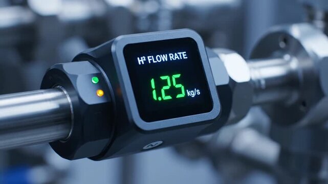 Digital Flow Meter Measuring Liquid Flow Rate.