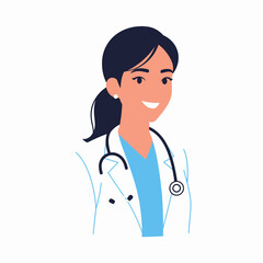 Fototapeta premium Smiling female doctor with a stethoscope a portrait illustration