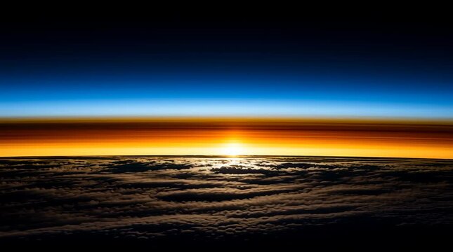 Sunrise horizon machine learning visual background study over cloud layer atmosphere glow calm light sky