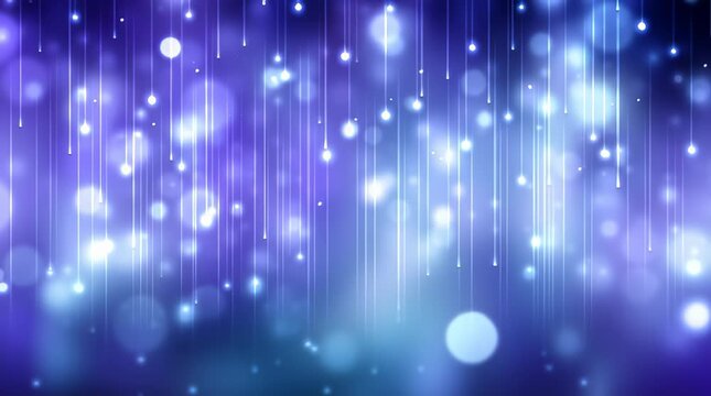 Abstract machine learning visual background bokeh light streak glow rain in blue purple gradient dreamy technology digital art design