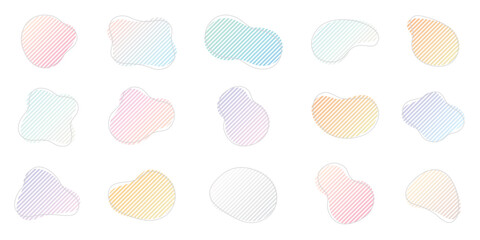 A vector illustration of a simple and stylish abstract decorative element made of pastel gradient stripes.
