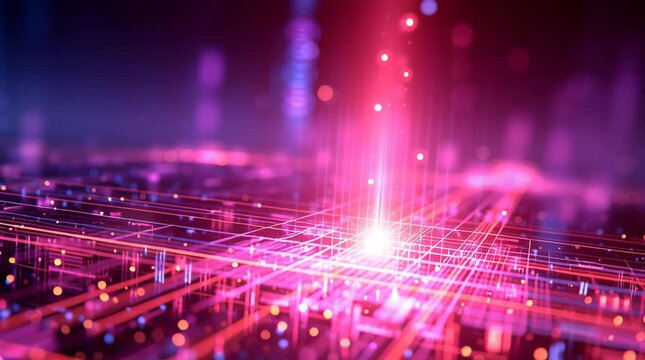 Machine learning visual background data glow neon circuit grid technology abstraction futuristic light science energy network digital innovation