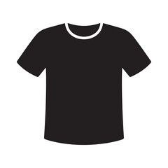 Naklejka premium Simple black silhouette of a short sleeved t shirt icon