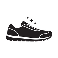 Black silhouette of a running shoe with sparkling highlights