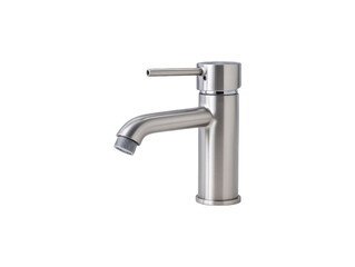 Contemporary single handle mixer faucet for washbasin, brushed stainless steel finish