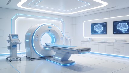 Modern MRI machine in clinical room