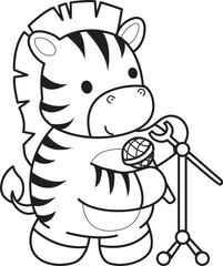Obraz premium Coloring book of cute Zebra character clip art for children. Zebra 