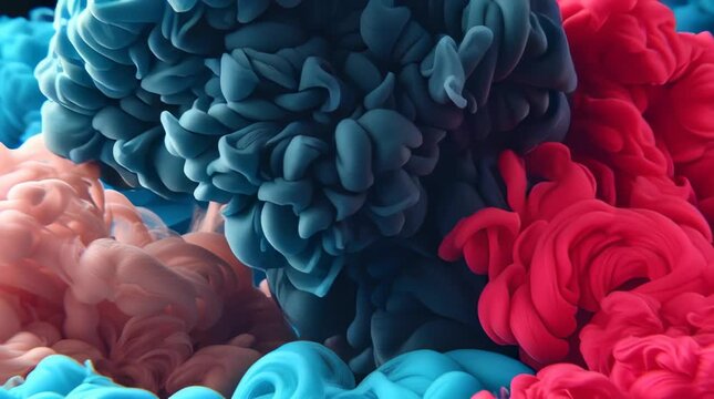 Colorful machine learning visual background abstract cloud with dynamic ink swirl pattern, vibrant dreamy texture mixing color cloud water motion art