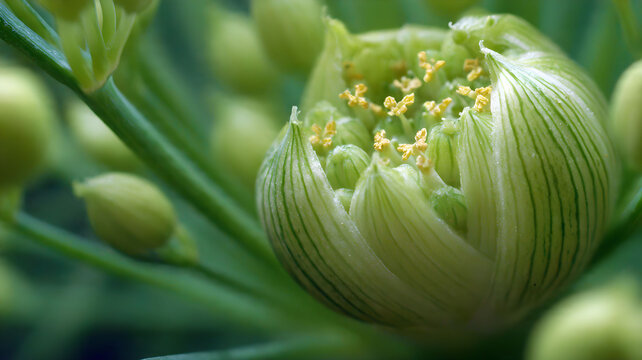 Unopened Angelica flower bud close-up